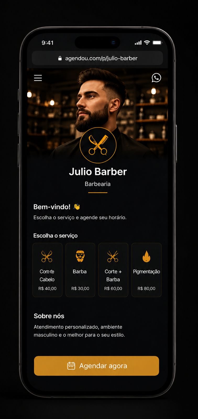 Página pública de barbearia